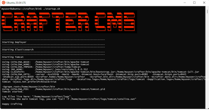 Setting up CrafterCMS in Windows - Start CrafterCMS in WSL