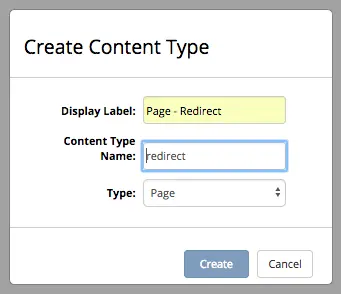Redirect - Create redirect content type