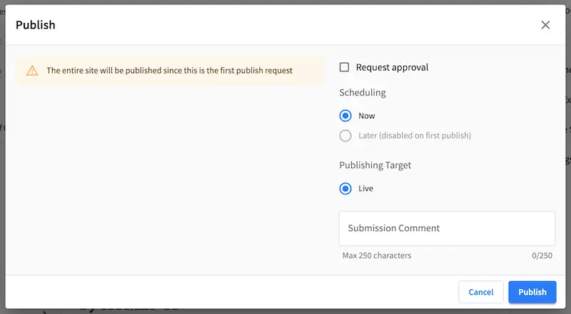 Your First Project - Publish Options