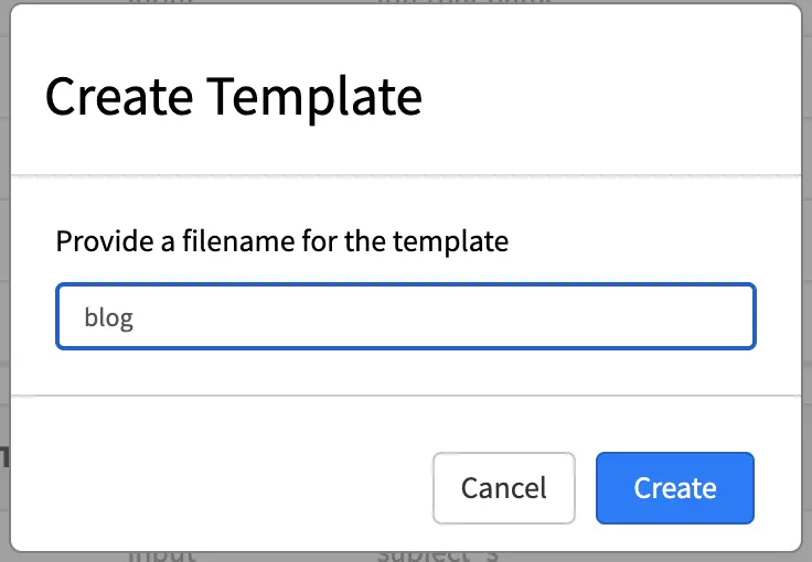 Template FTL Create Template Dialog