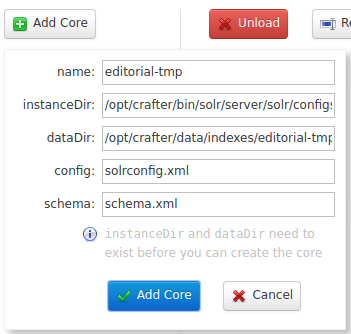 Create Solr Core for Re-indexing