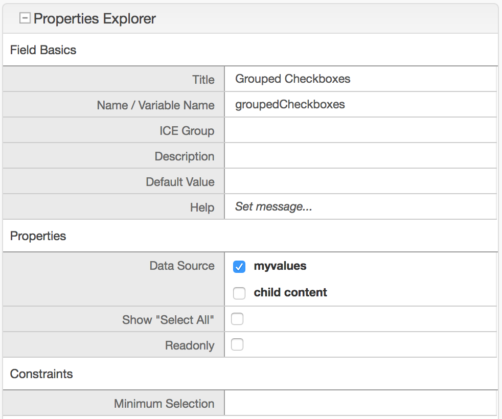 Form Control Grouped Checkboxes