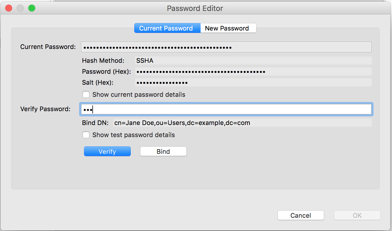 Apache Directory Studio - LDAP Browser Password Editor Current Password