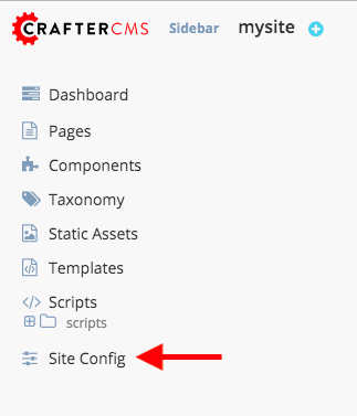 Site Admin - Click on Site Config
