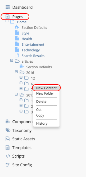 Content Author - Add New Page Content
