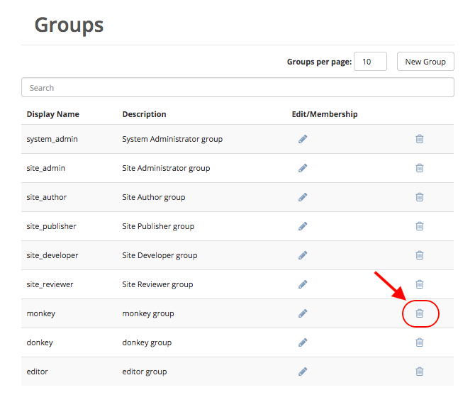 Site Config - Groups Remove Icon