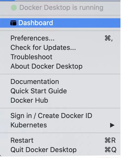 Open Docker Desktop Dashboard