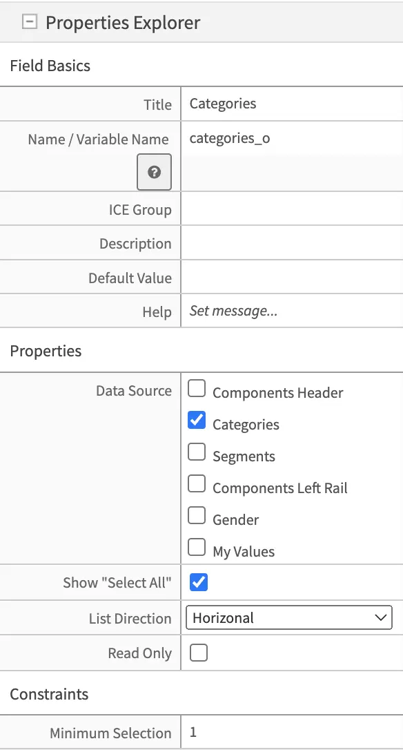 Form Control Grouped Checkboxes Properties