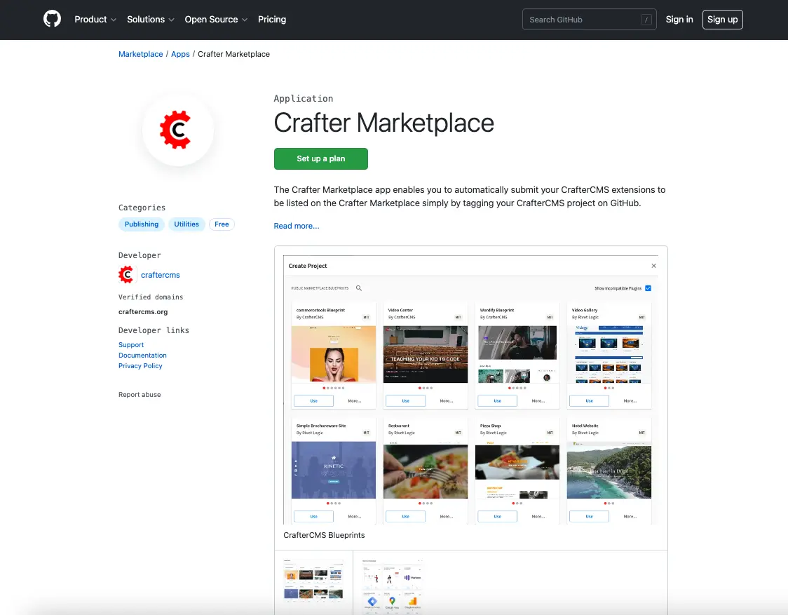 Crafter Marketplace GitHub App