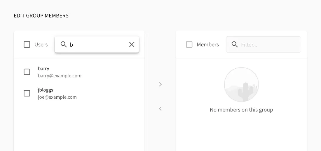 Main Menu - Groups Add User Search