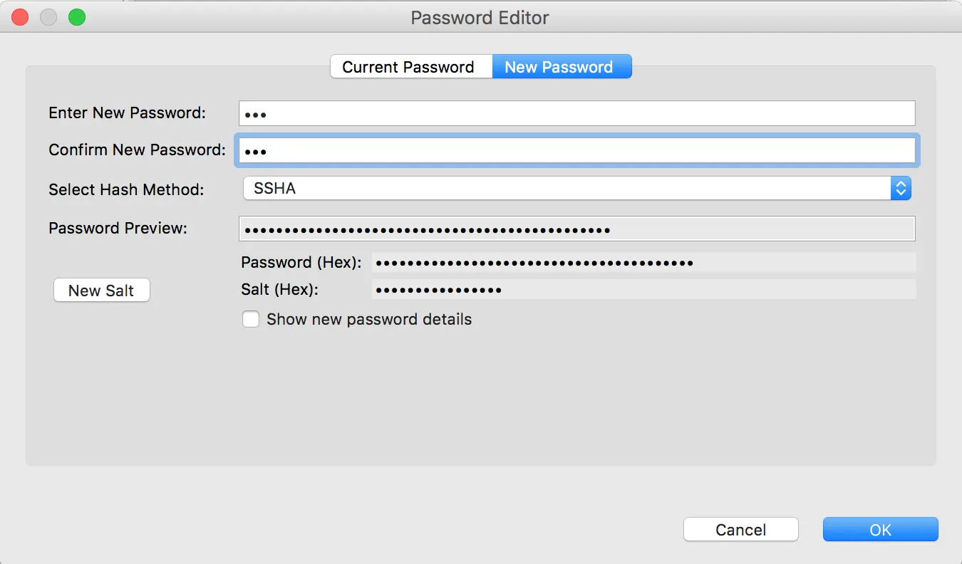 Apache Directory Studio - LDAP Browser Password Editor New Password