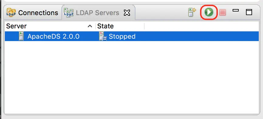 Apache Directory Studio - Start LDAP server