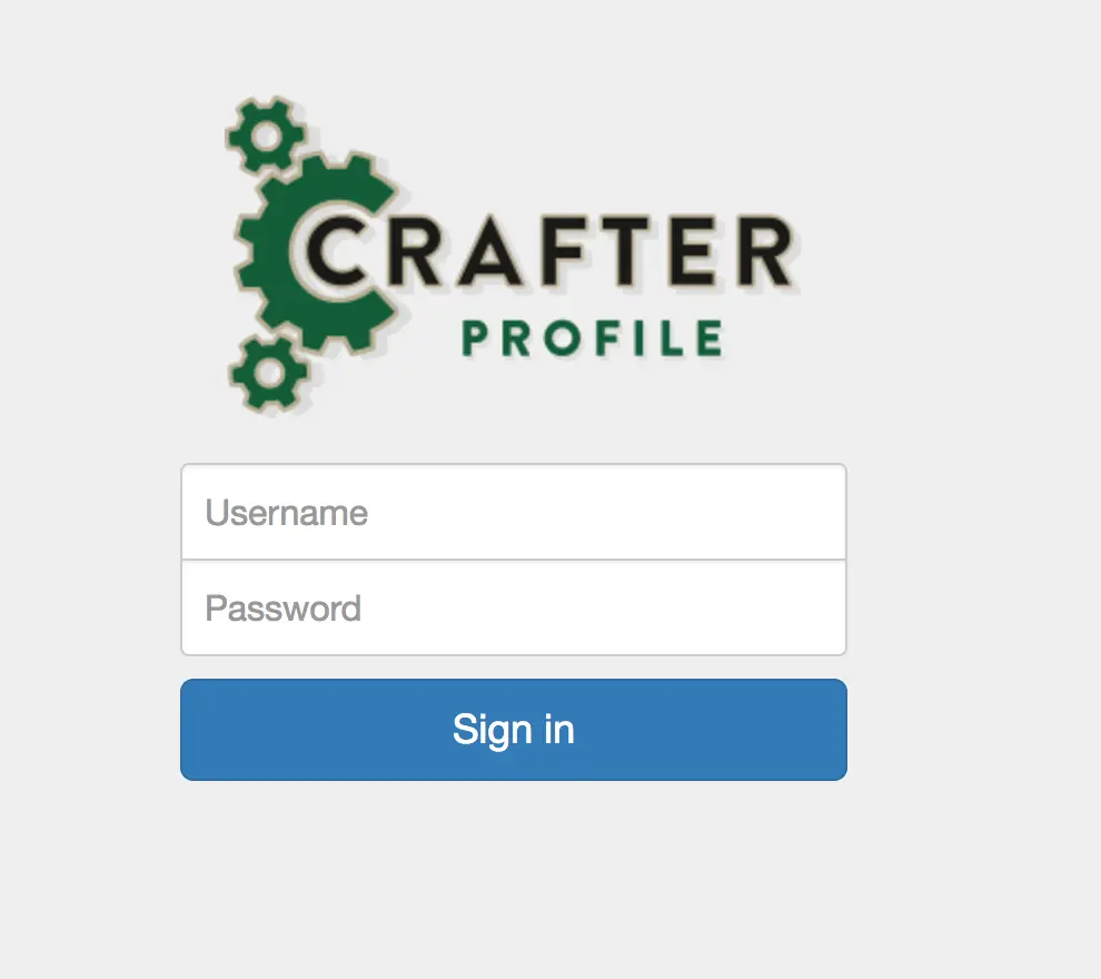 Crafter Profile Admin Console Login