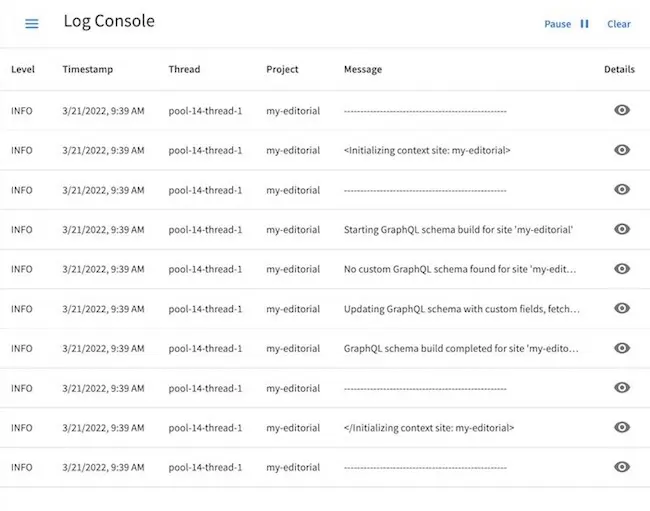 Site Admin - Project Tools Log Console