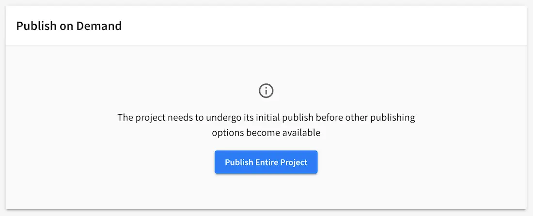 Project Tools Publishing - Initial Publish :align: center