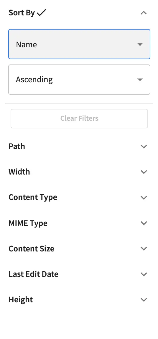 Content Author - Page Search Filters Sort Controls