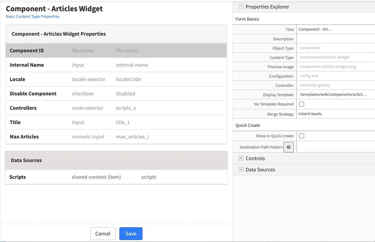 Template Articles Widget Component Content Type Model