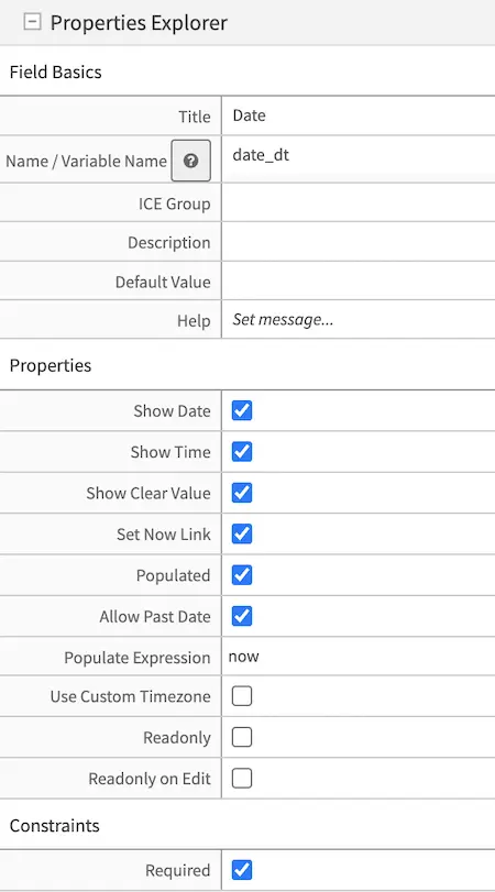 Form Control Date-Time Properties