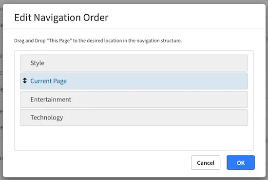 Content Author - Form Control Page Order
