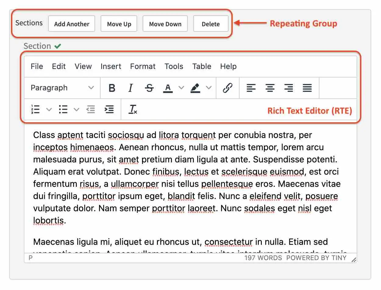 Content Author - Form Controls Repeating Group and RTE