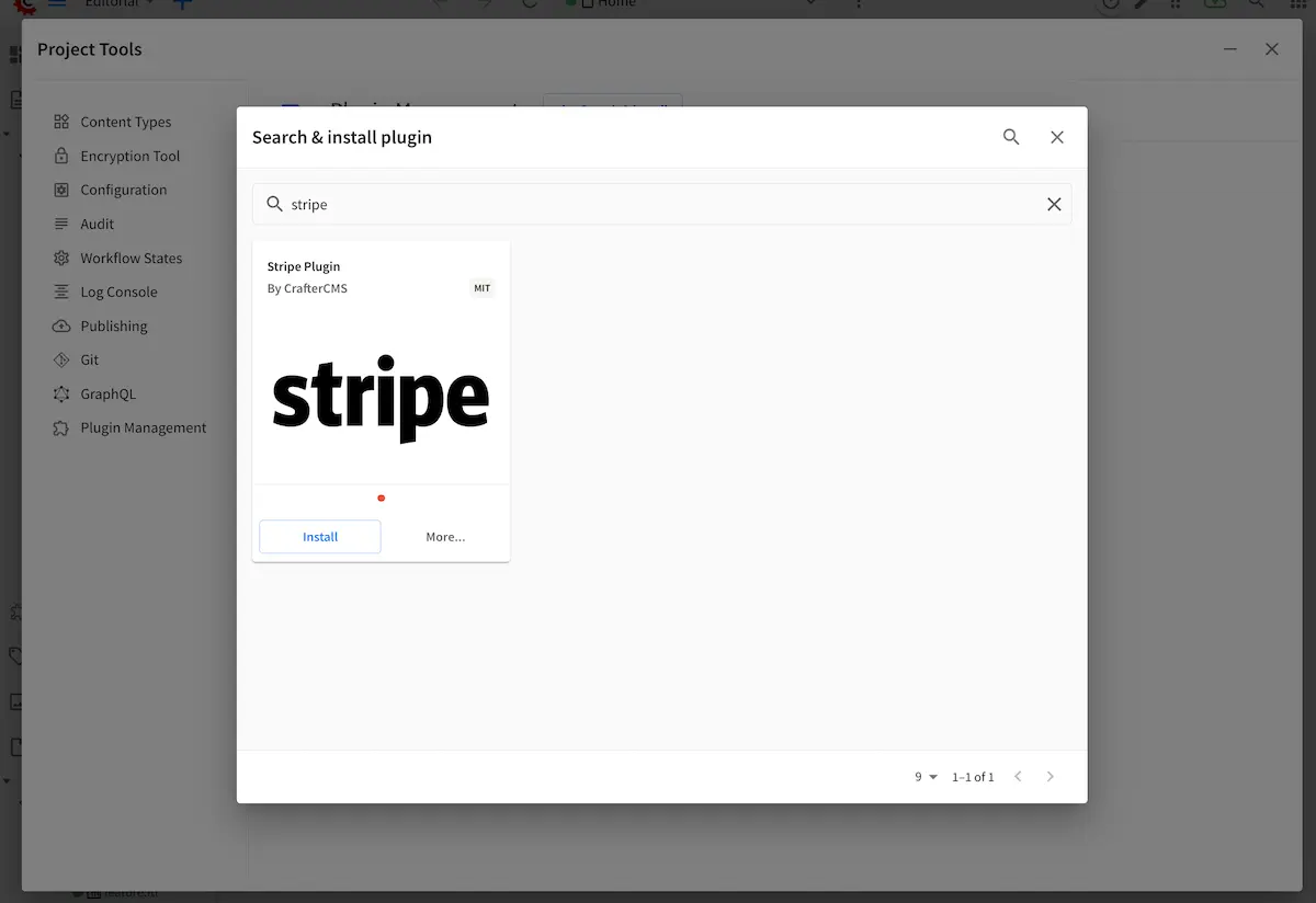 Search for stripe in "Plugin Management"