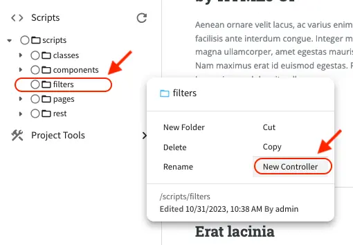 Working with Filters - Create Filter