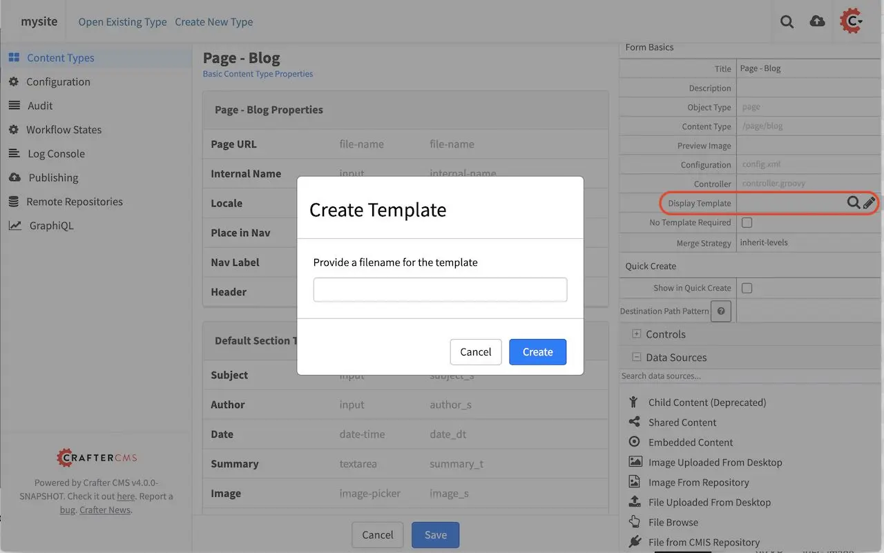 Template Create FTL from Content Type Properties Display Template Field :align: center