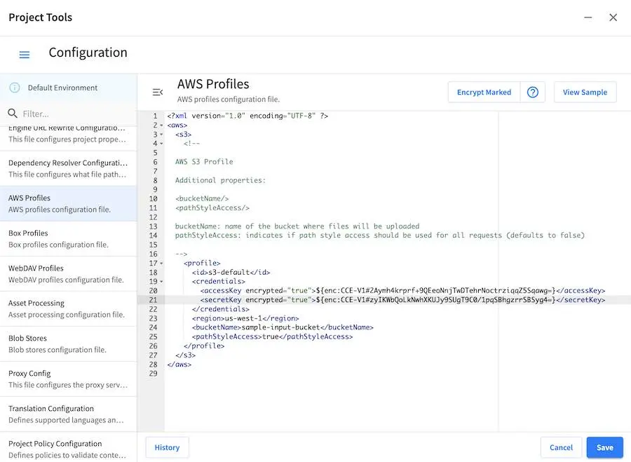 "accessKey" and "secureKey" now encrypted