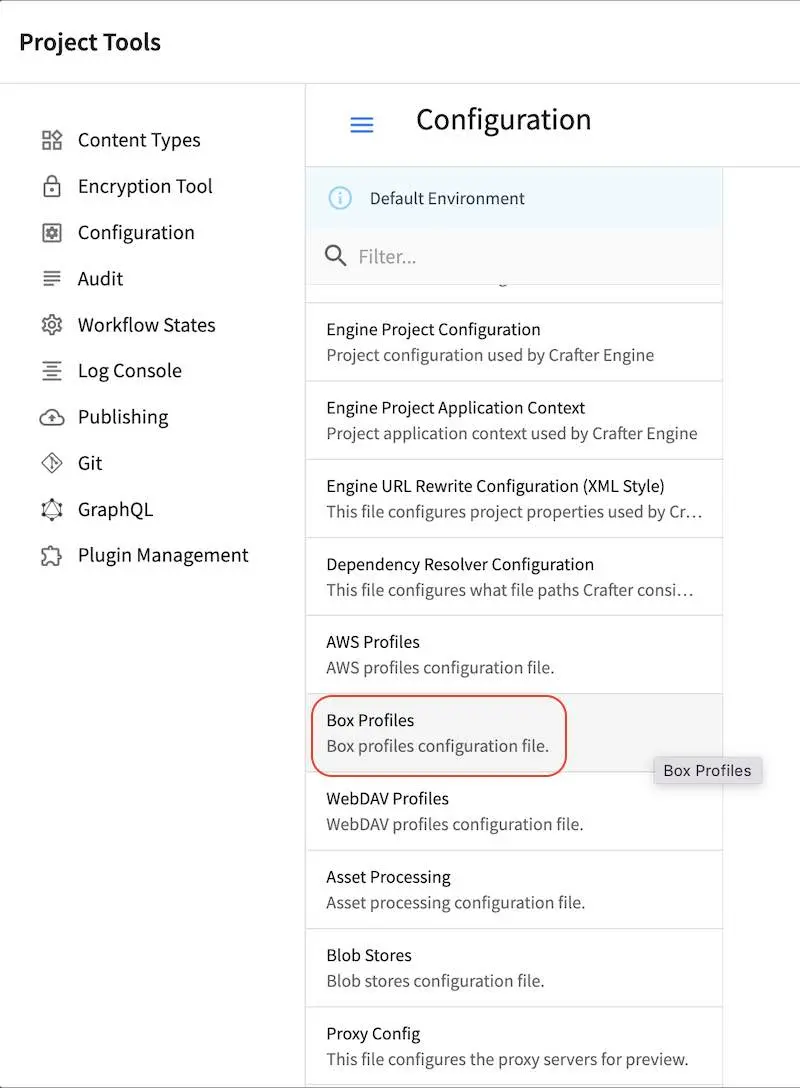 Configurations - Open Box Profiles Configuration