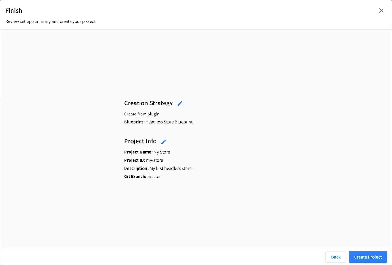 Your First Headless Project - Create Project: Review and Create