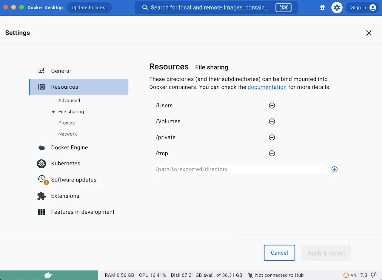 Docker Desktop - File Sharing