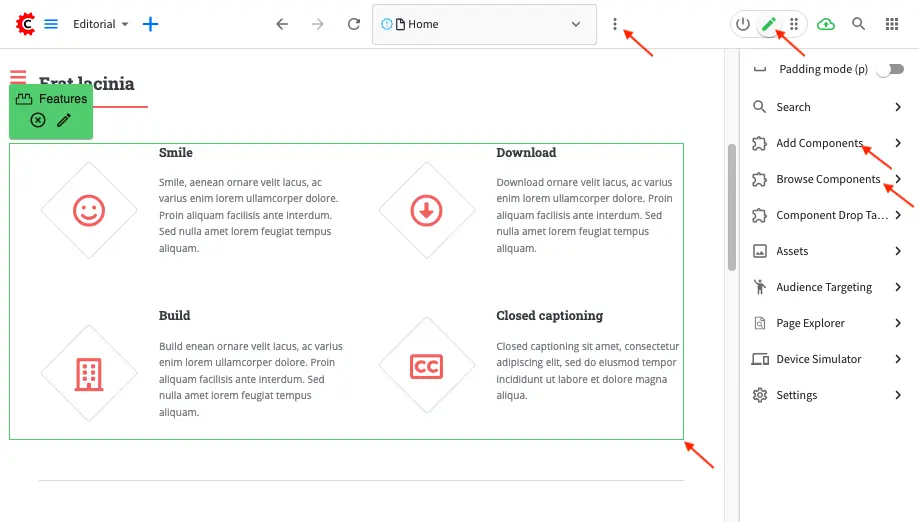 Your First Website - Add Features through Drag and Drop