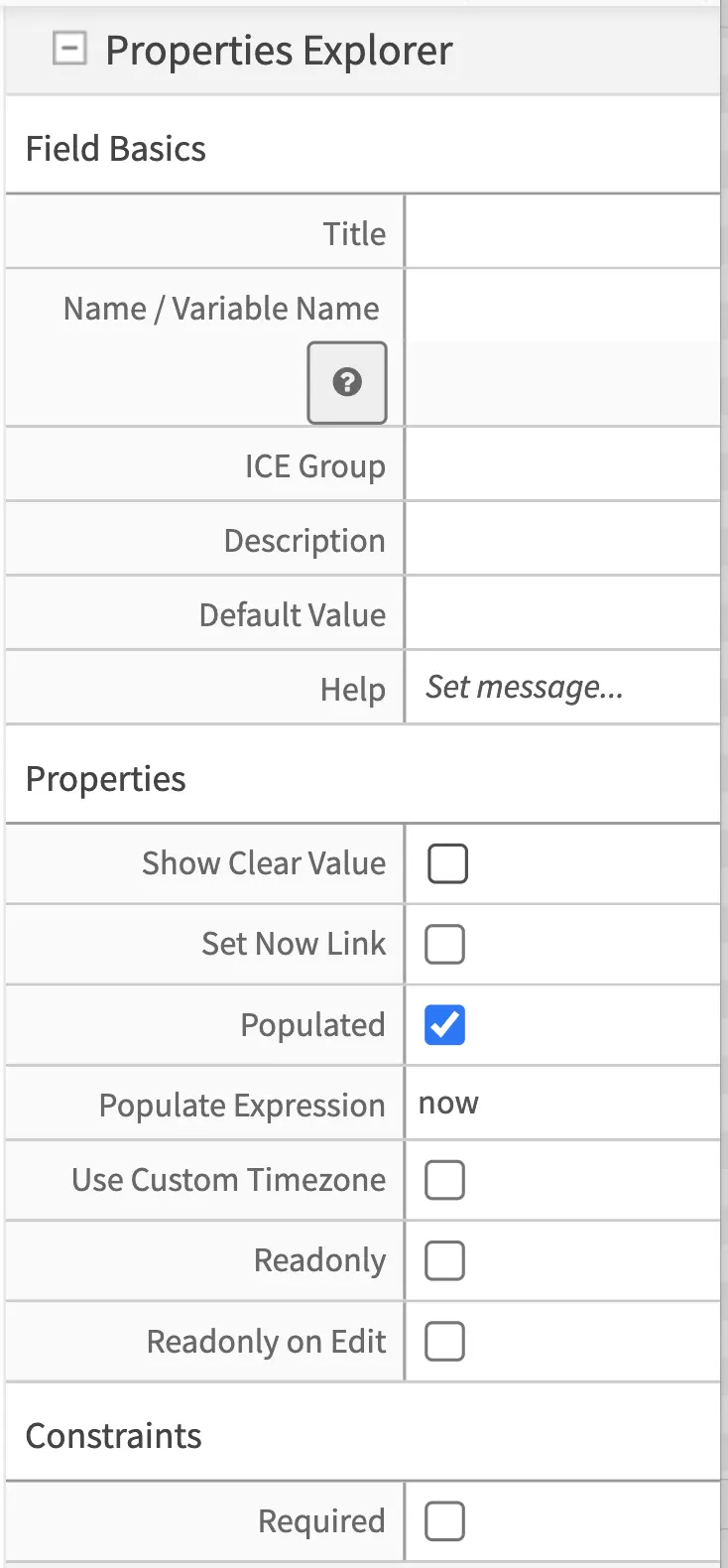 Form Control Time Properties