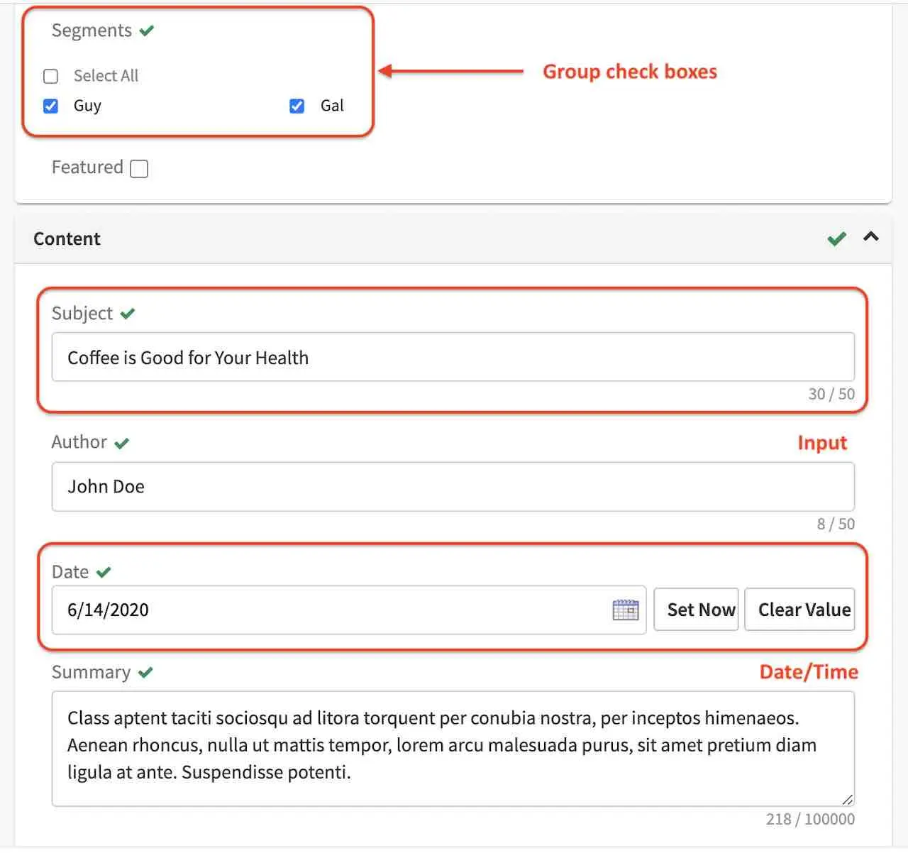 Content Author - Form Controls