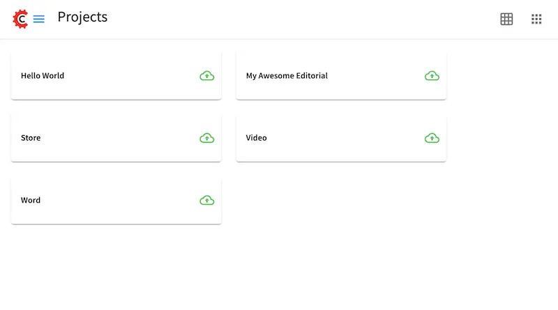 Navigating Studio - My Projects Screen List View