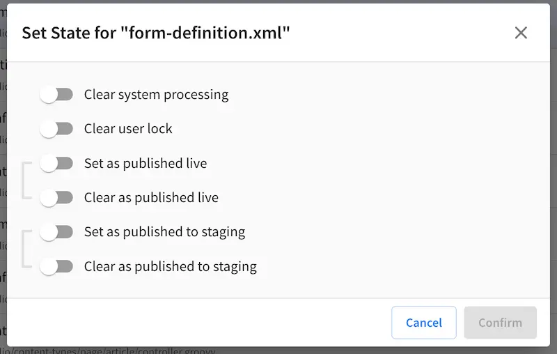 Site Admin - Project Tools Select Workflow State Dialog