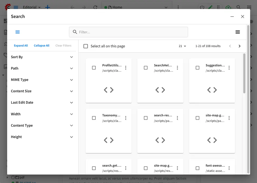 Content Author - Search Results Grid View